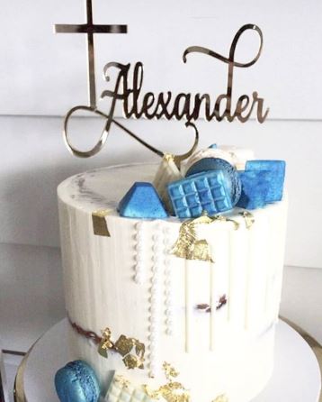 Name & Cross Cake Topper